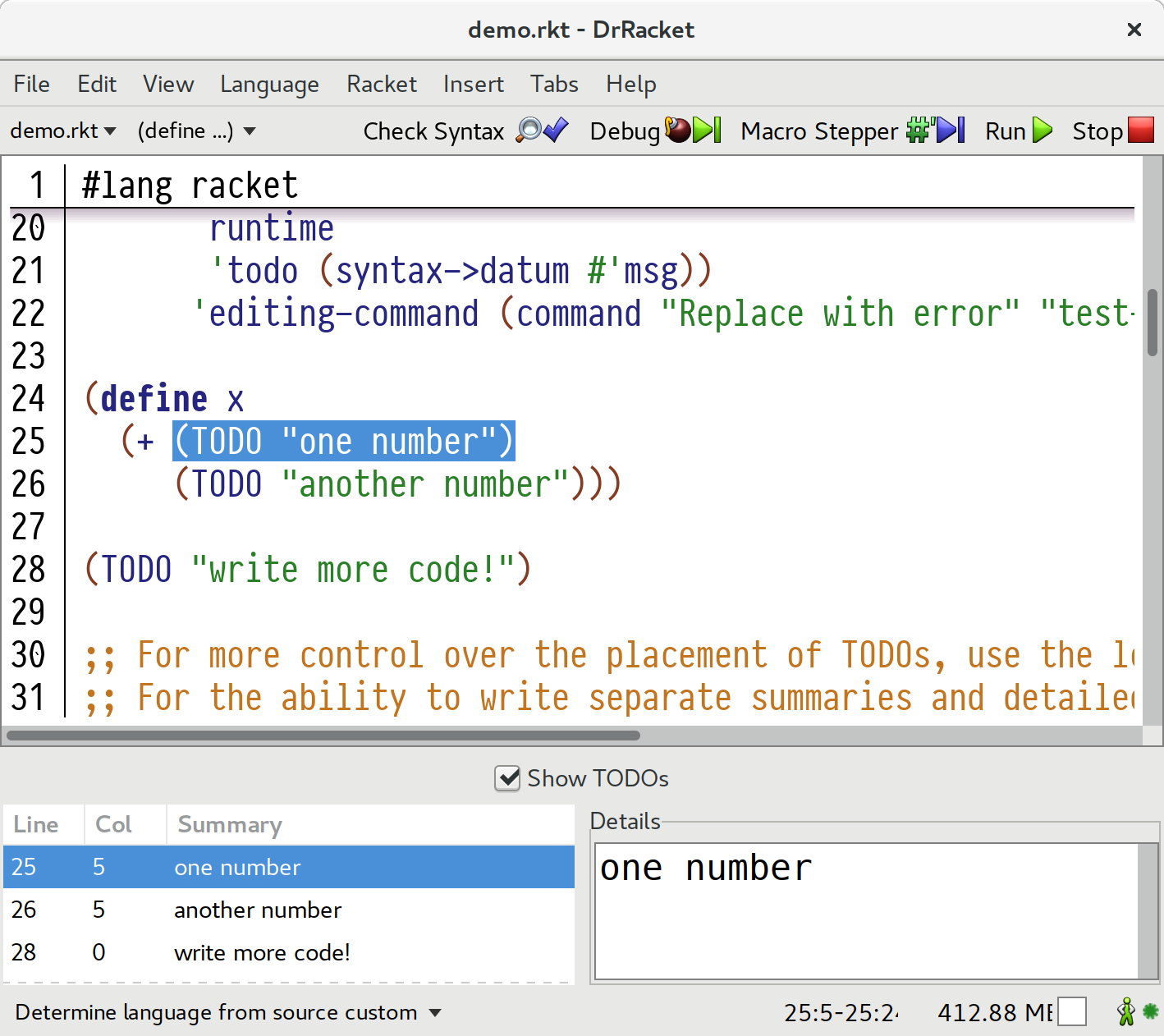 Screenshot of the Todo List